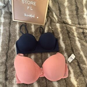 Elegant Pink and Navy Bra Set 38D and 40D Delta Burke